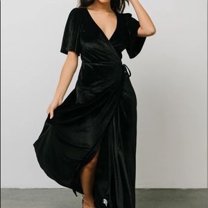 Baltic Born Medium Black Megan Velvet Wrap Maxi Dress
